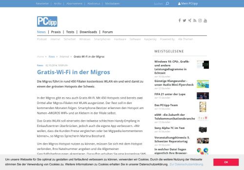 
                            7. Gratis-Wi-Fi in der Migros - PCtipp.ch