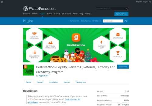 
                            6. Gratisfaction- Loyalty, Rewards , Referral and ... - WordPress.org