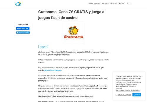 
                            2. Gratorama:  Gana 7€ GRATIS   | Juega a Juegos Flash de Casino