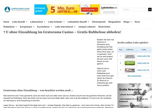 
                            8. Gratorama ohne Einzahlung mit 7 € spielen | Gewinnzahlen-Guru