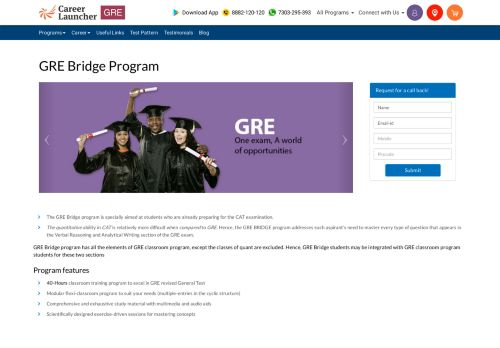 
                            11. GRE Bridge Program, GRE Classes for CAT takers - Career Launcher