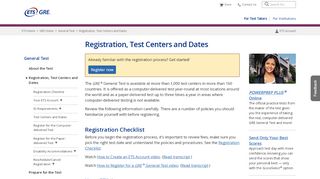 
                            1. GRE General Test Registration, Test Centers and Dates (For Test ...