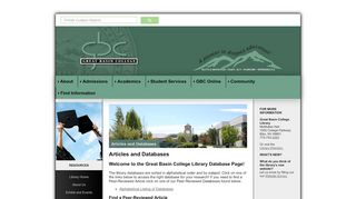 
                            1. Great Basin College: Library - Library Databases