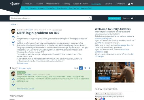 
                            10. GREE login problem on iOS - Unity Answers