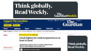 
                            8. Greek fighter-jet crash in Spain leaves at least 10 dead | World news ...