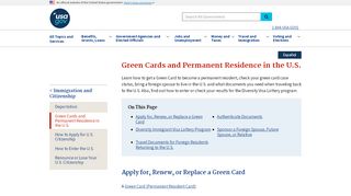 
                            8. Green Cards and Permanent Residence in the U.S. | USAGov