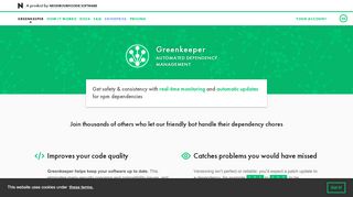 
                            12. Greenkeeper | Automate your npm dependency management