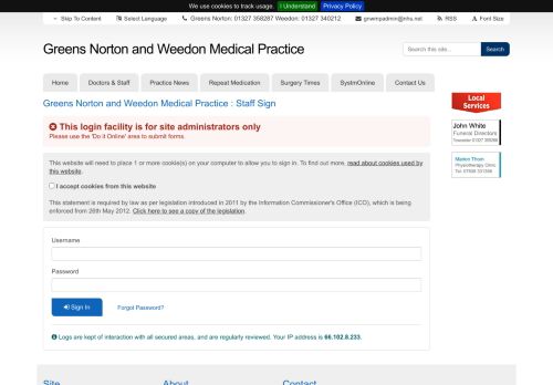 
                            9. Greens Norton and Weedon Medical Practice - Portal Login
