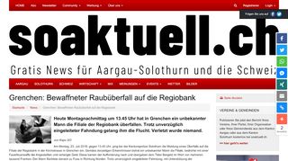 
                            13. Grenchen: Bewaffneter Raubüberfall auf die Regiobank - soaktuell.ch ...