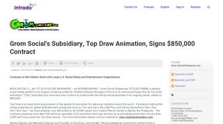 
                            8. Grom Social's Subsidiary, Top Draw Animation, Signs $850 ...