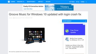 
                            10. Groove Music for Windows 10 updated with login crash fix ...