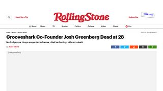 
                            12. Grooveshark Co-Founder Josh Greenberg Dead at 28 – Rolling Stone