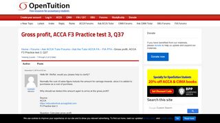 
                            10. Gross profit, ACCA F3 Practice test 3, Q37 - OpenTuition.com