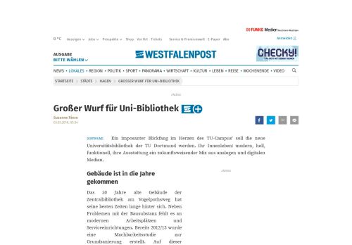 
                            11. Großer Wurf für Uni-Bibliothek | wp.de | Hagen - Westfalenpost