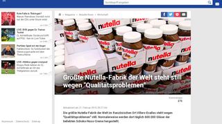 
                            8. Größte Nutella-Fabrik der Welt steht still wegen 