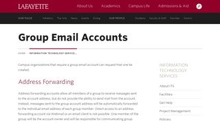 
                            6. Group Email Accounts · Information Technology Services · Lafayette ...