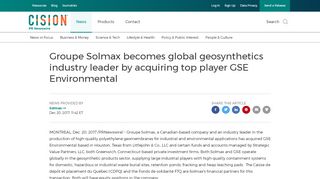 
                            12. Groupe Solmax becomes global geosynthetics ... - PR Newswire