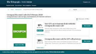 
                            5. Groupon discount codes: Premium 20% off deals - The Telegraph