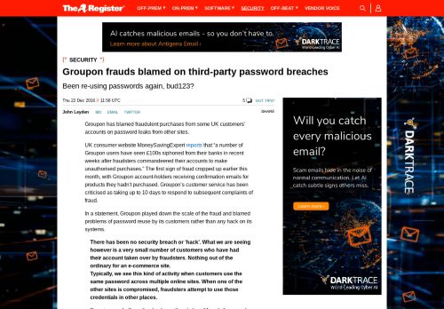
                            6. Groupon frauds blamed on third-party password breaches • The Register