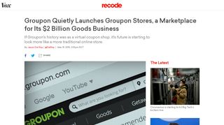 
                            4. Groupon Quietly Launches Groupon Stores, a Marketplace for Its $2 ...