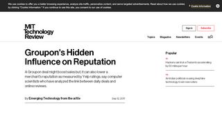 
                            11. Groupon's Hidden Influence on Reputation - MIT Technology Review