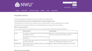 
                            3. GroupWise Archives | NWU | North-West University