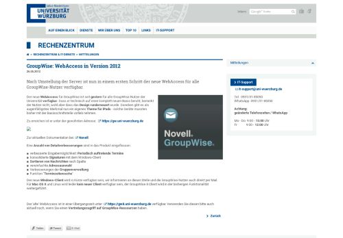 
                            3. GroupWise: WebAccess in Version 2012 - Rechenzentrum