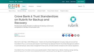 
                            13. Grove Bank & Trust Standardizes on Rubrik for Backup and Recovery