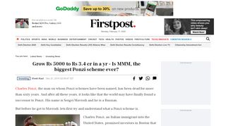 
                            6. Grow Rs 5000 to Rs 3.4 cr in a yr - Is MMM, the biggest Ponzi scheme ...
