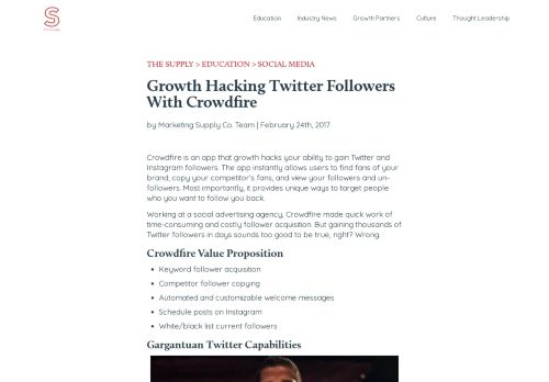 
                            12. Growth Hacking Twitter Followers With Crowdfire - Marketing Supply Co.