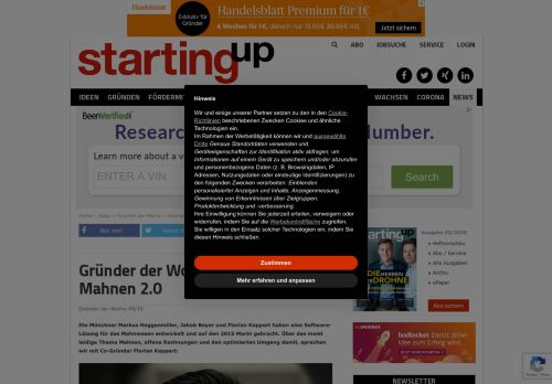 
                            3. Gründer der Woche: Bilendo - Mahnen 2.0 - StartingUp: Das ...