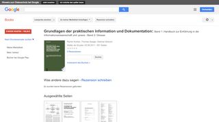 
                            13. Grundlagen der praktischen Information und Dokumentation: Band 1: ...