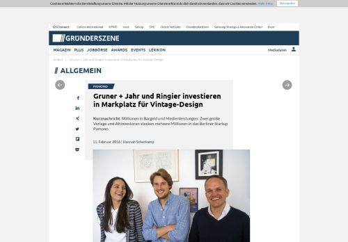 
                            7. Gruner + Jahr und Ringier investieren in Markplatz für Vintage-Design ...