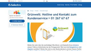 
                            5. Grünwelt: Hotline und Kontakt zum Kundenservice ▷ 01 267 67 67