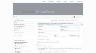 
                            5. GRUPPO MAX MARA - My candidate area (Log in/Create)