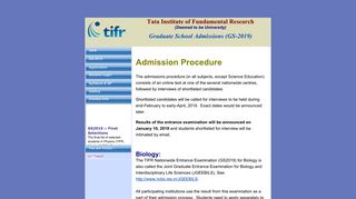 
                            9. GS2019 :: Admission Procedure - TIFR - Tata Institute of Fundamental ...