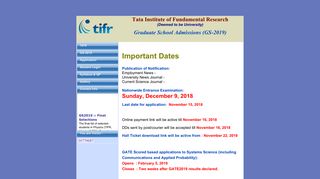 
                            11. GS2019 :: Important Dates - TIFR - Tata Institute of Fundamental ...