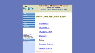 
                            7. GS2019 :: Online Test Mock Links - TIFR - Tata Institute of ...