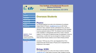 
                            4. GS2019 :: Overseas Students - TIFR - Tata Institute of Fundamental ...