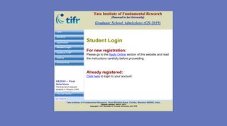 
                            3. GS2019 :: Student Login - TIFR - Tata Institute of Fundamental Research