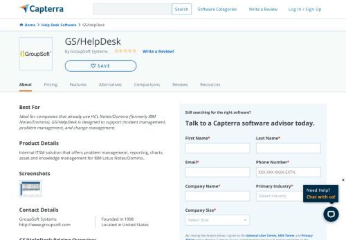
                            4. GS/HelpDesk Reviews and Pricing - 2019 - Capterra