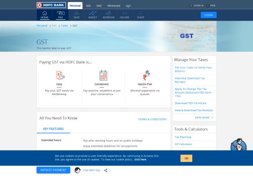 
                            8. GST - Make Goods and Service Tax Payments Online with HDFC Bank