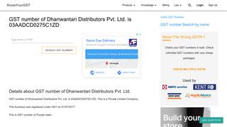 
                            7. GST number of Dhanwantari Distributors Pvt. Ltd. is ... - KnowYourGST