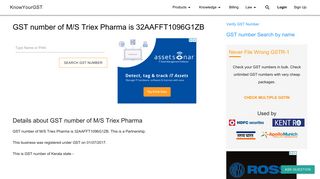 
                            10. GST number of M/S Triex Pharma is 32AAFFT1096G1ZB in Kerala ...