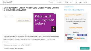 
                            9. GST number of Ordain Health Care Global Private Limited is ...