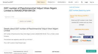 
                            7. GST number of Paschimanchal Vidyut Vitran Nigam Limited is ...