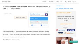 
                            9. GST number of Trimurti Plant Sciences Private Limited is ...