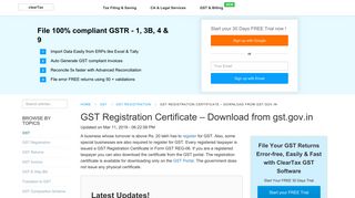 
                            5. GST Registration Certificate - Download from gst.gov.in - ClearTax