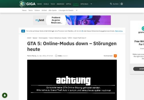 
                            11. GTA 5: Online-Modus down – Störungen heute – GIGA