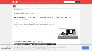 
                            12. GTA 5 startet nicht: Social Club lädt ewig - das können Sie tun - CHIP
